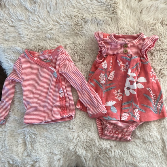 Carter's Other - Bundle of Carter’s Skirted Bodysuit and Matching Kimono Shirt Sz Preemie